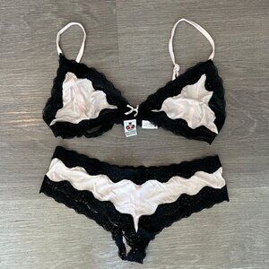 Mary Green Bralette and panty set Pink/Black Size M